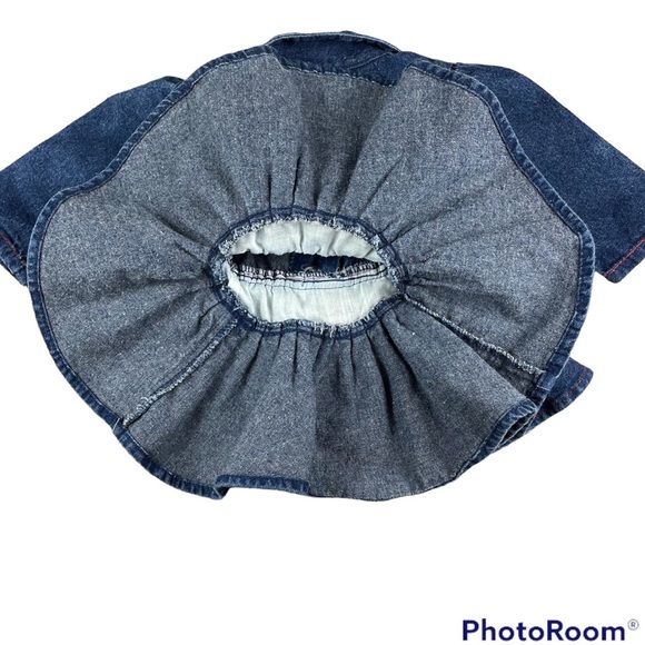 Vintage Neiman Marcus Wee Boxers 70s 80s Denim Twirl Dress Size 12 Months - Picture 6 of 6